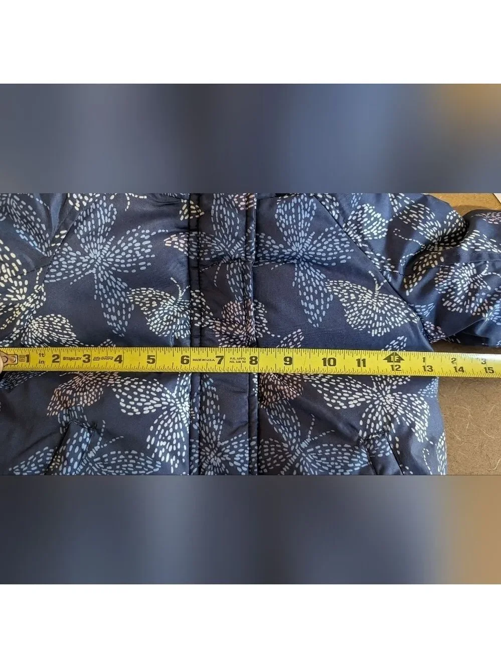 Oshkosh Navy w/pastel butterflies Fleece lined Hoodie jacket Size 18M EUC